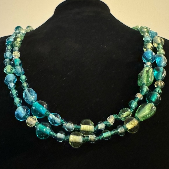 ⚜️3 for $30⚜️ Vintage Blue Beaded Station Necklace (Boho, Retro) - Picture 9 of 11